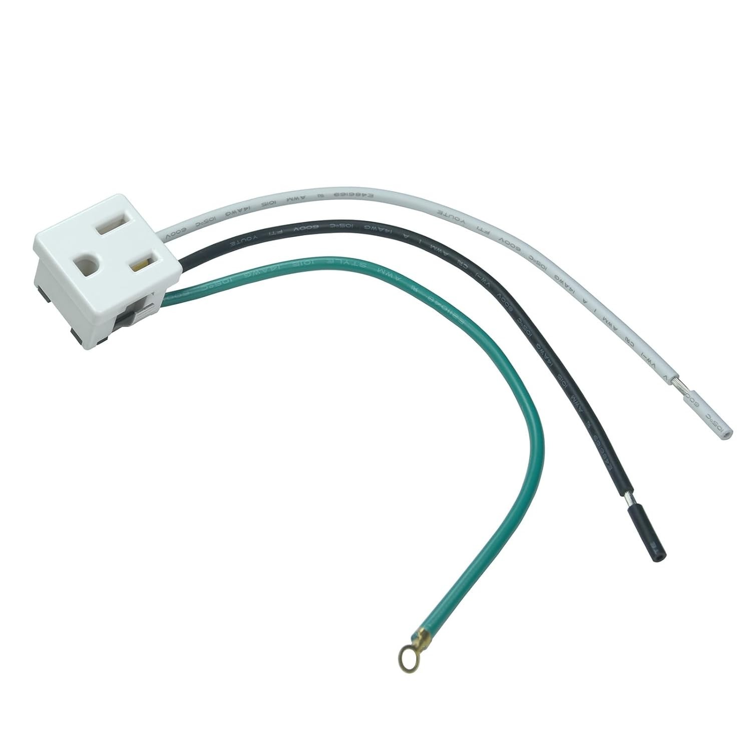 15A 125V AC Outlet, NEMA 5-15R, Panel Mount, White