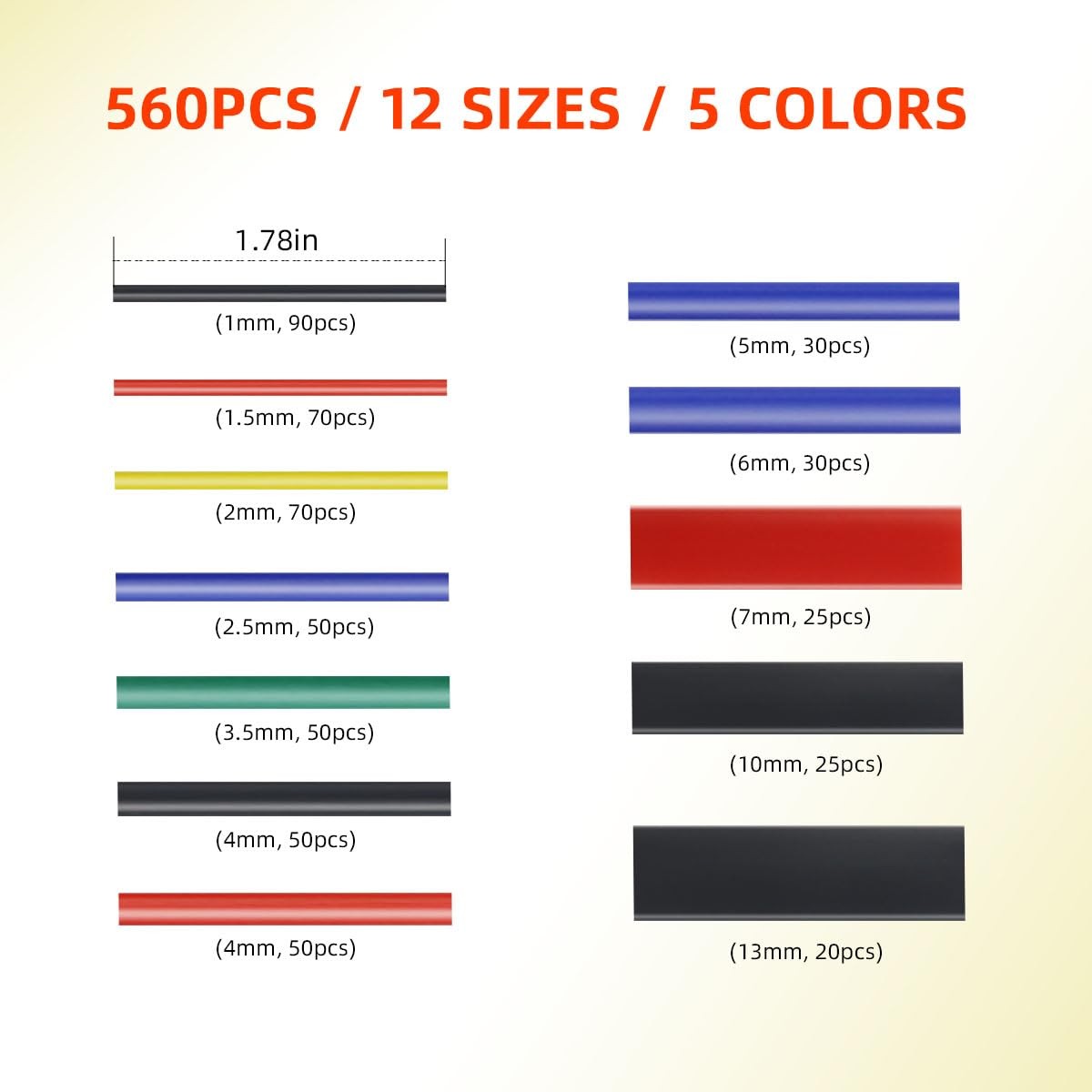 560 Pcs Heat Shrink Tubing Kit Marine Grade Wrap 2:1 Ratio…