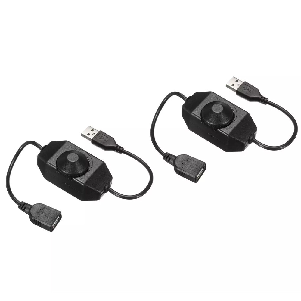 2X 5V USB PWM Rotary Inline Dimmer Switch for LED Strips Lights Black