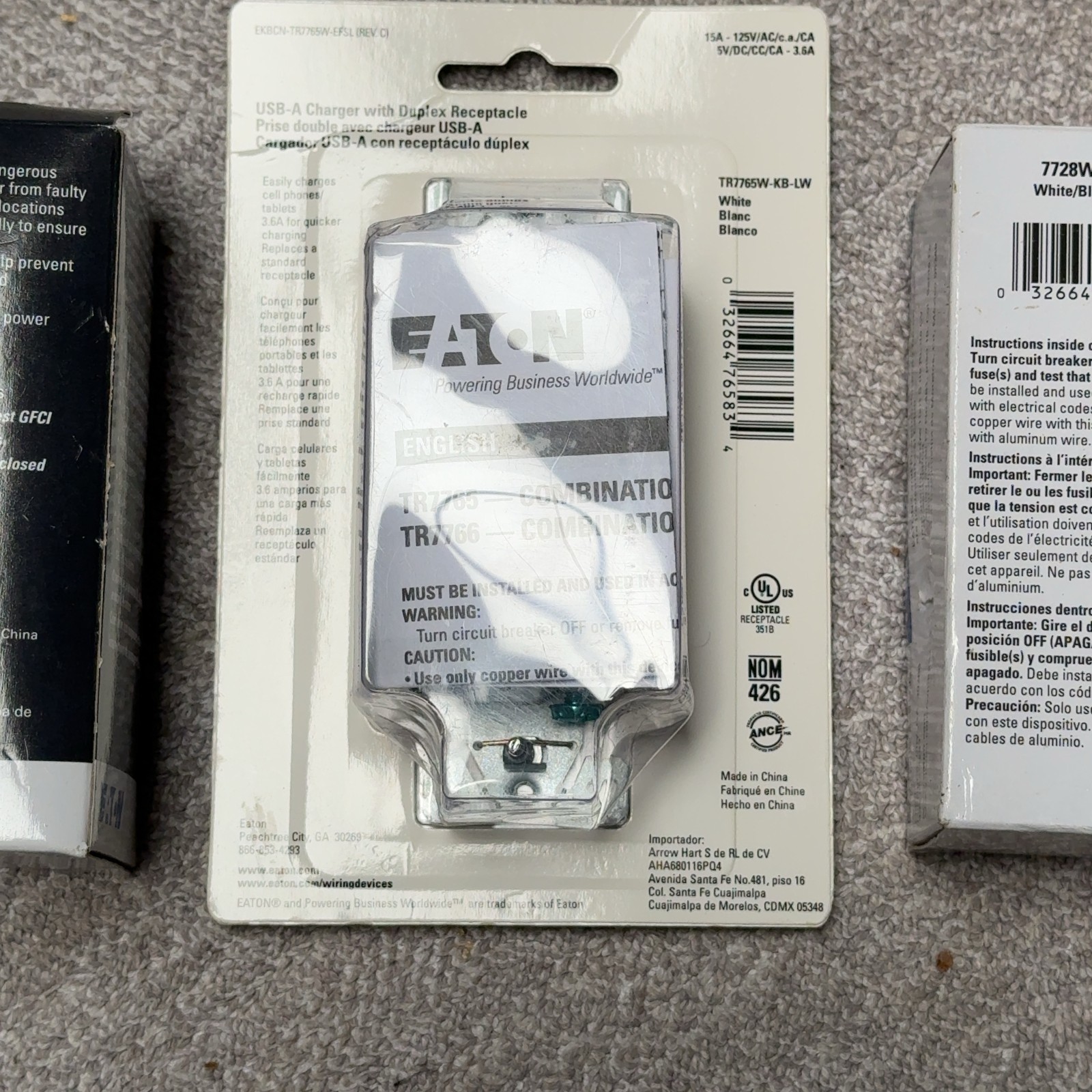 Eaton GFCI, USB-A Receptacle, + Dual Switch All White All NEW!