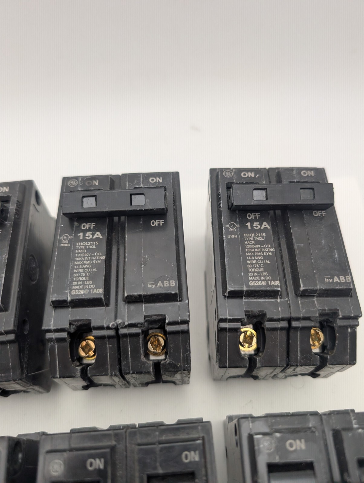 LOT OF 6 GE/ABB Q-Line 15 AMP 2 in. 2 Pole Circuit Breaker THQL2115 Storage Wear