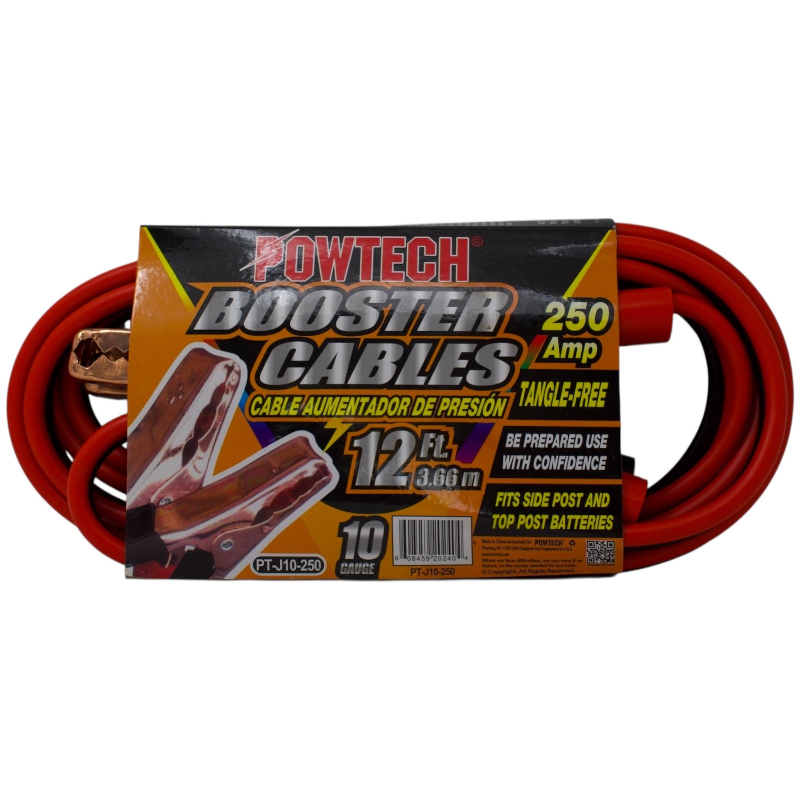 12′ Foot 250 Amp 10 Gauge Booster Cables