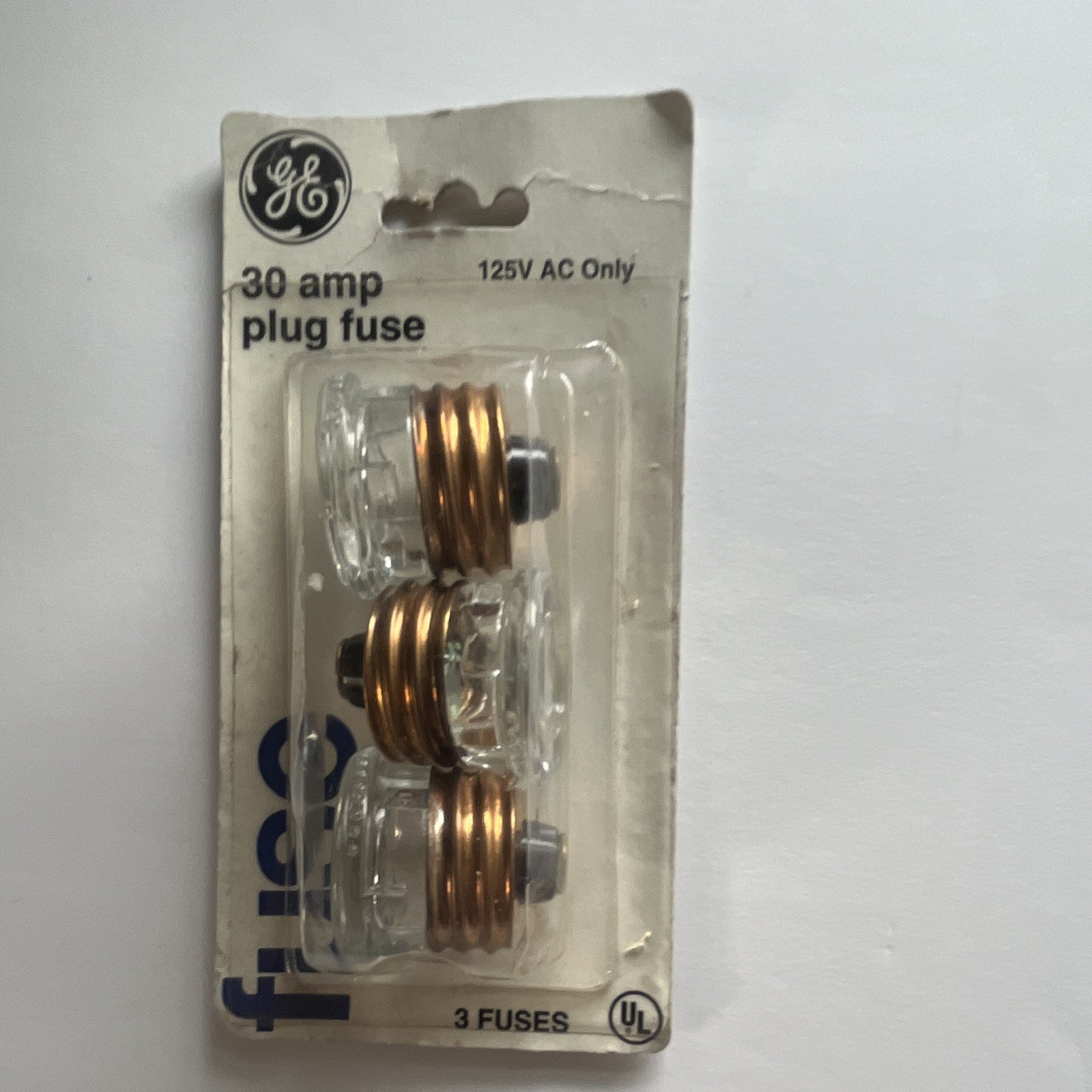 GE 37630-3D5 30A 125V AC Plug (Screw-In) Fuse UL Listed 3-Pack
