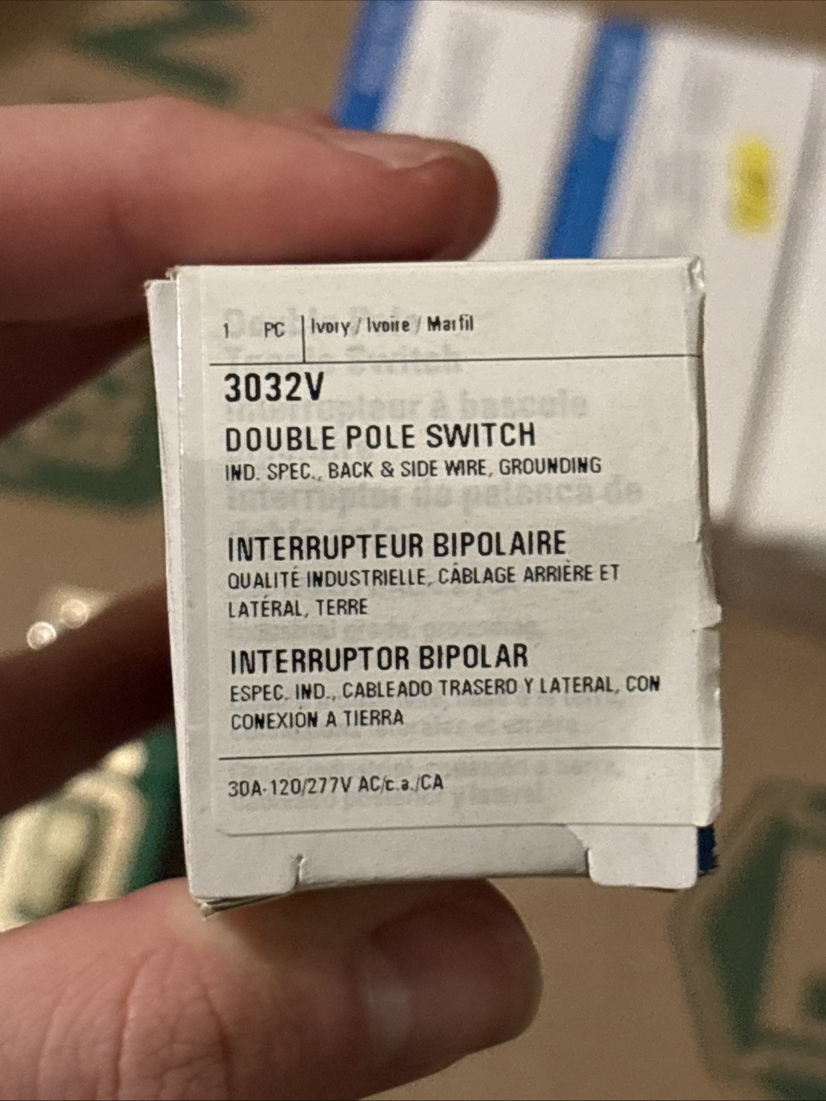 Cooper Wiring 3032V Back Wire Double Pole Toggle Switch 30 Amp Ivory Lot Of 4