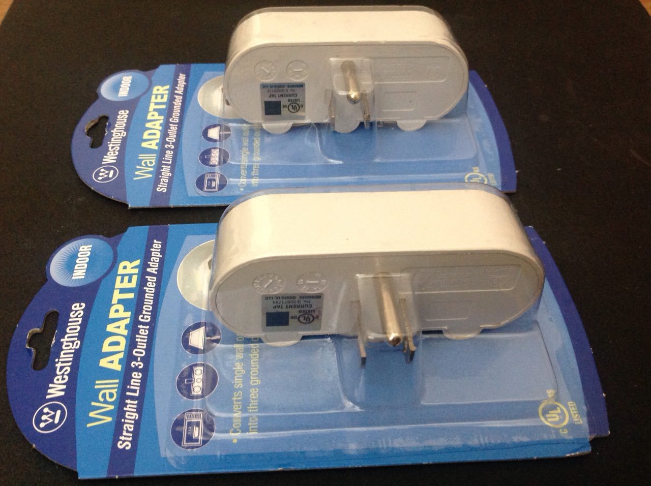 2 Pcs Wall Adapter Straight Line 3-Outlet Grounded Adapter-UL Listed-USA SELLER