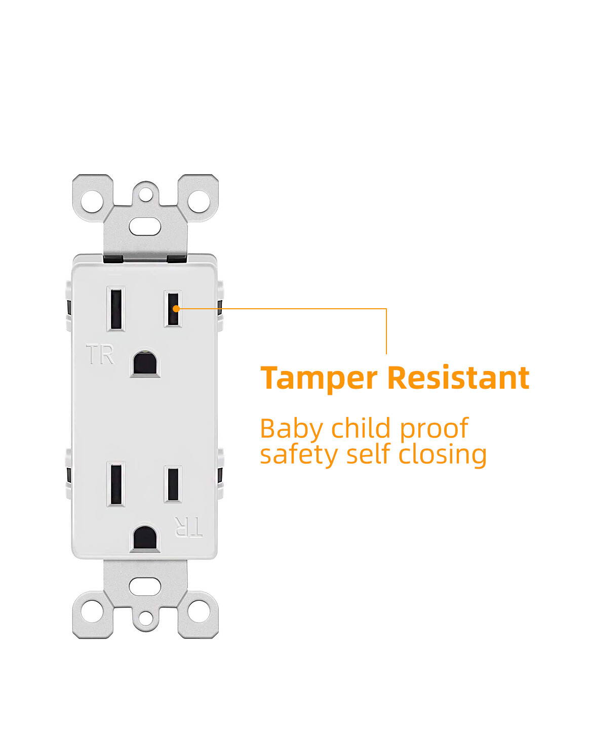 24PACK Outlet Decora Duplex Receptacle, 15 Amp, 125 Volt, Tamper Resistant Micmi