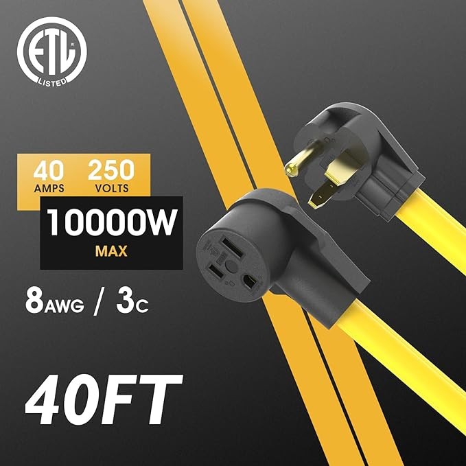Pre-Owned TOOLIOM 40FT 8AWG 250V Welder Extension Cord 6-50 ETL Heavy Duty