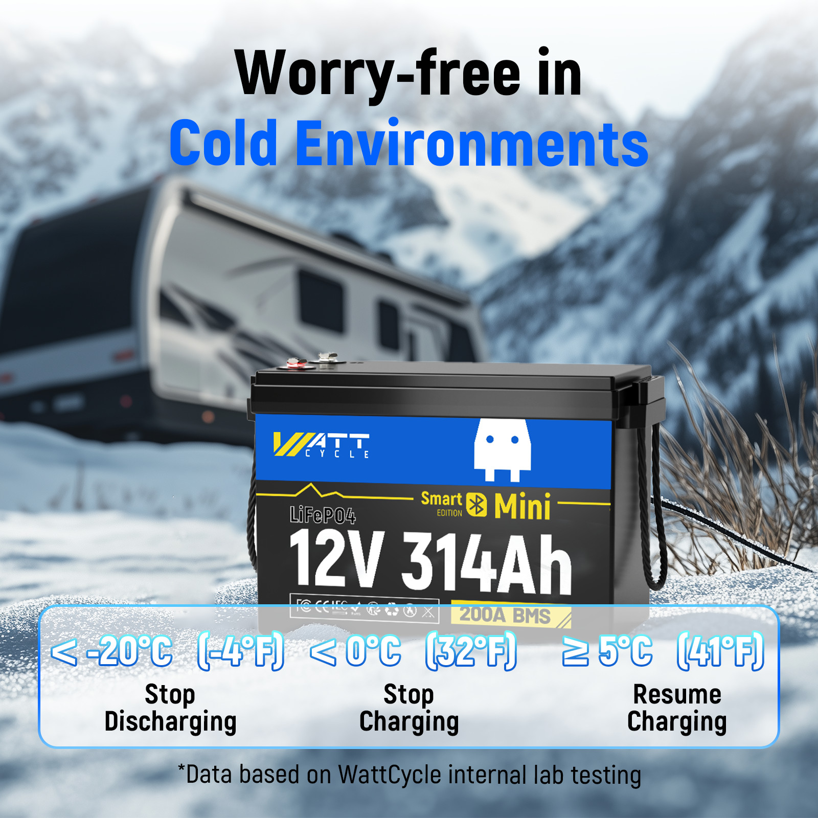 1-4Pack WattCycle 12V 300Ah 314Ah LiFePO4 Battery Deep Cycle RV Off-Grid Solar