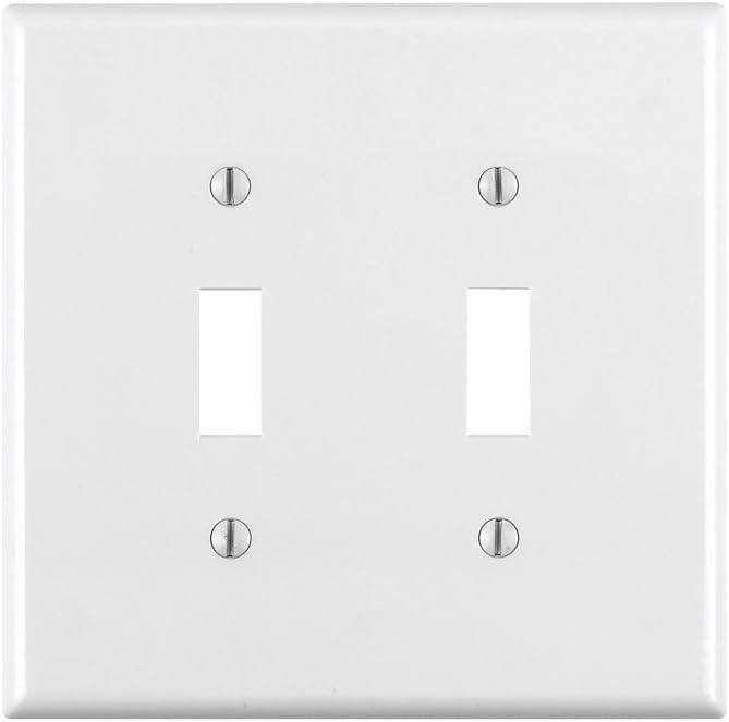 Device Mount 2-Gang Toggle Wallplate White Nylon Traditional Style Easy Install