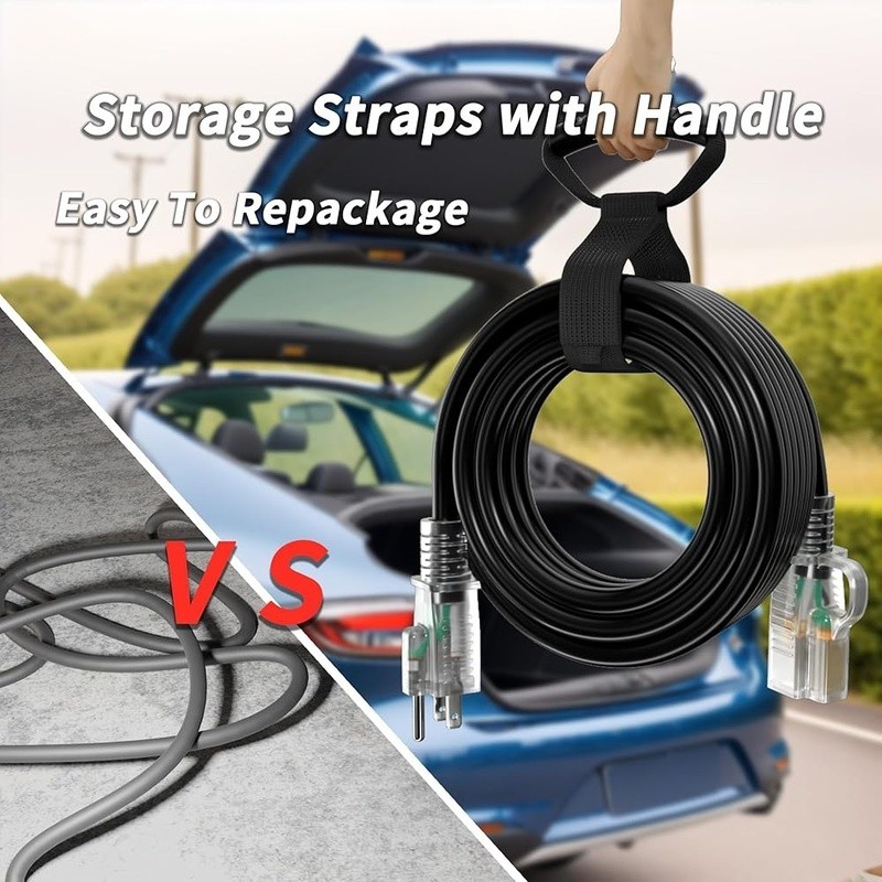 Outdoor Extension Cord 16AWG Weatherproof Flexible 125V 13A Power Cable New