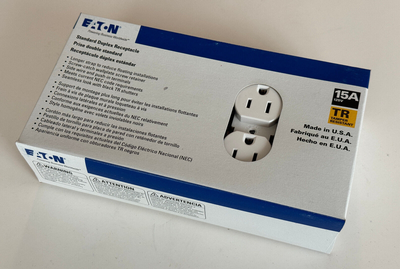 Eaton TR270W White 15-Amp 125-Volt Tamper Resistant Duplex Outlet (Pack of 10)