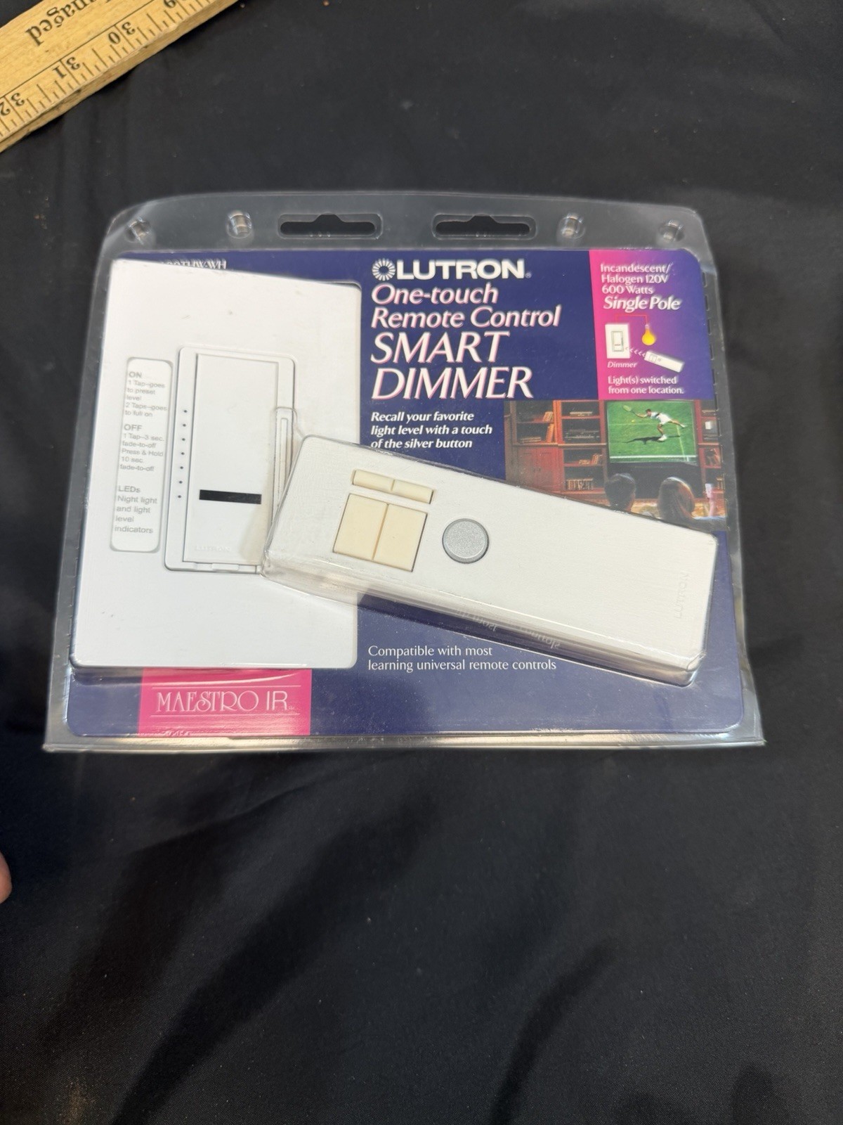 Lutron Maestro IR MIR-600THW-WH Remote Digital Dimmer Decorator Switch White