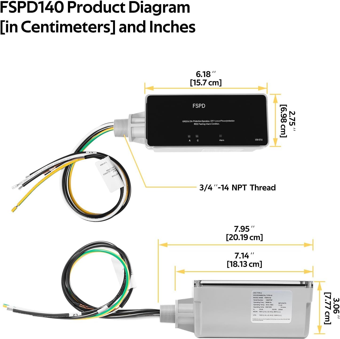 FSPD140 Level 2 Whole House Surge Protection Device – 140,000 Amps – 120/240V