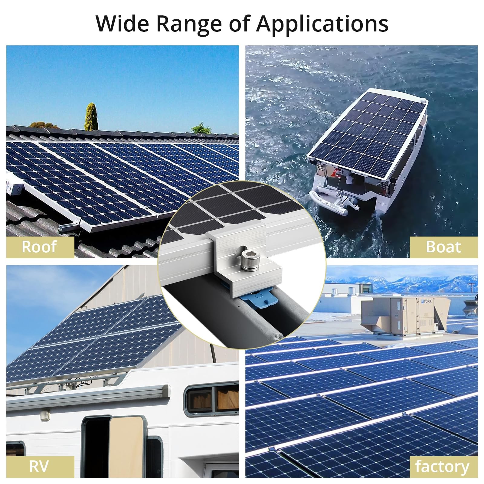 Anbte 10pcs Solar Panel End Clamp for 1.18″(30mm) & 1.38″(35mm), Silver