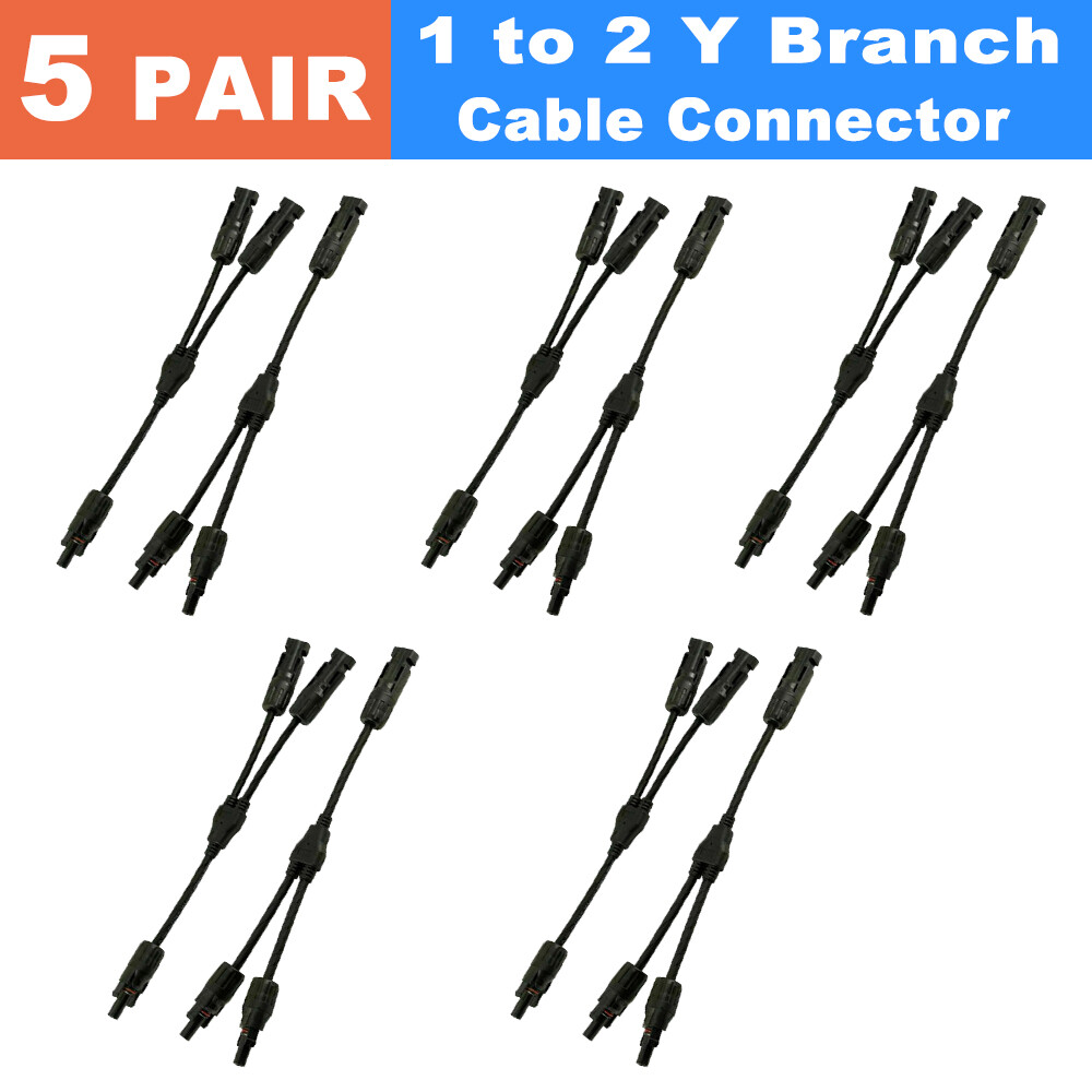 5 Pair Solar Panel 1 to 2 Y Branch Cable Connecter Adapter Connector Extension