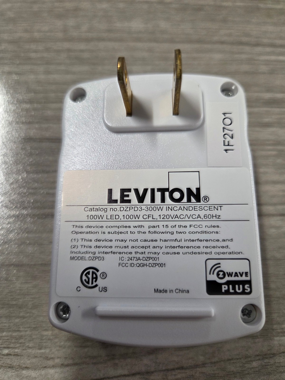 NEW Helm Leviton DZPD3 Decora Plug-In Dimmer With Z-Wave Plus Technology
