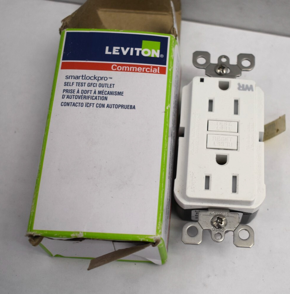 Leviton GFWT1W SmartLockPro GFCI Outlet Commercial White Outdoor Electrical