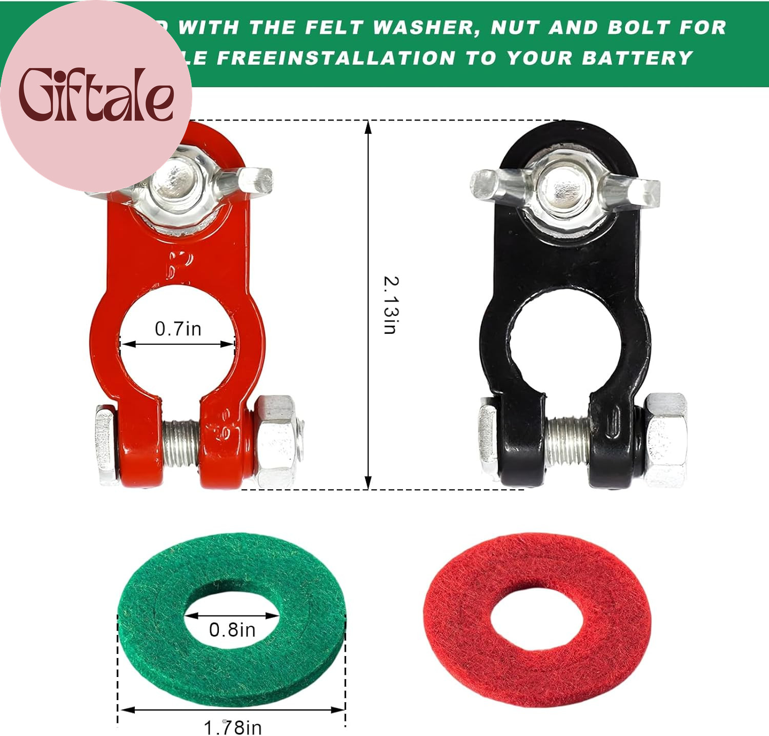 Battery Terminal Connectors, Top Post Battery Terminal Color Coded Clamps Set wi