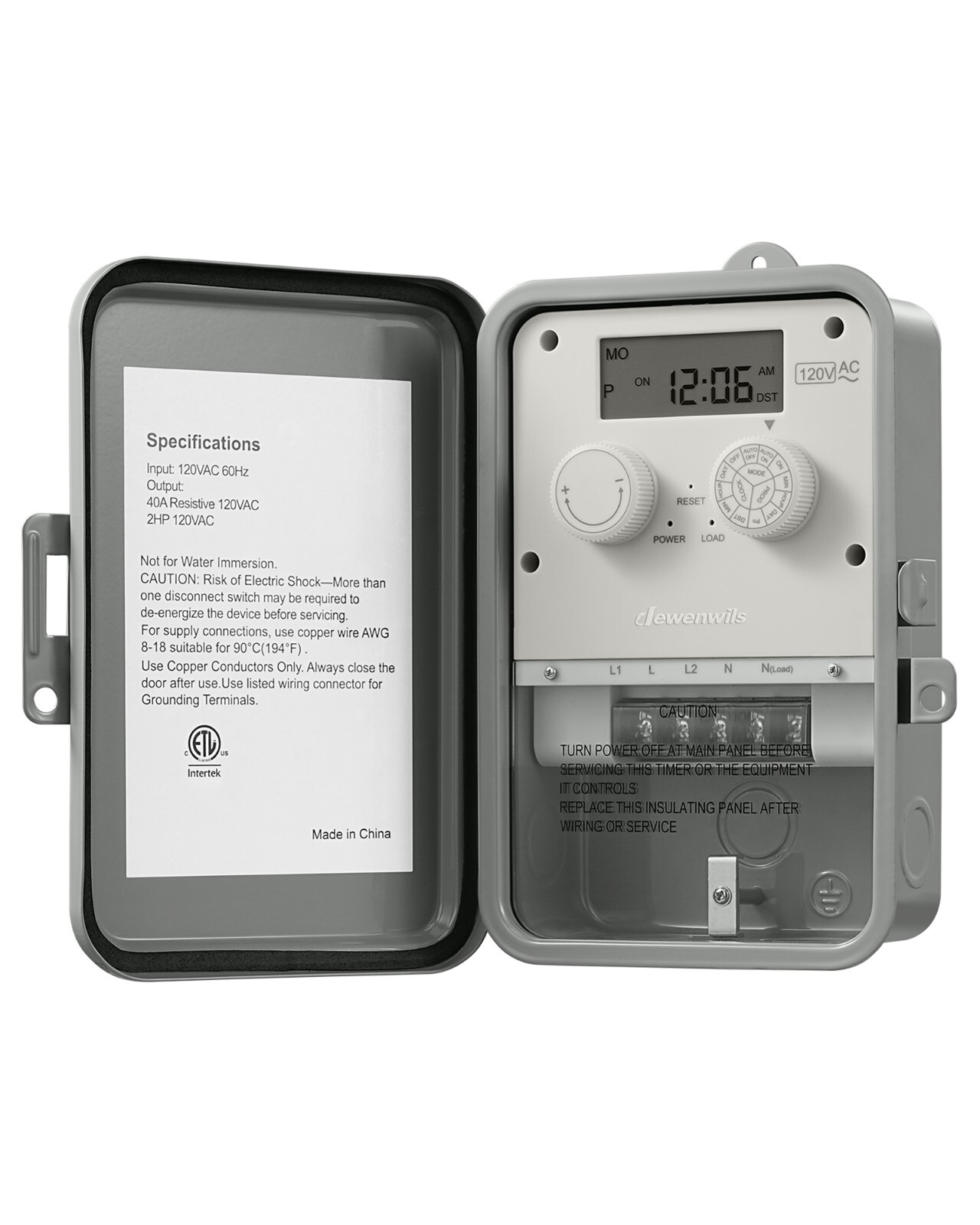 DEWENWILS Pool Timer, Outdoor Digital Timer Box, 2HP 40A 120VAC, 7-Day 12 ON/Off