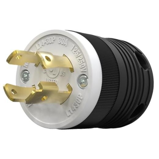 1 Pack NEMA Locking Plug, 30 Amp Generator Replacement 1 PACK Black L14-30P