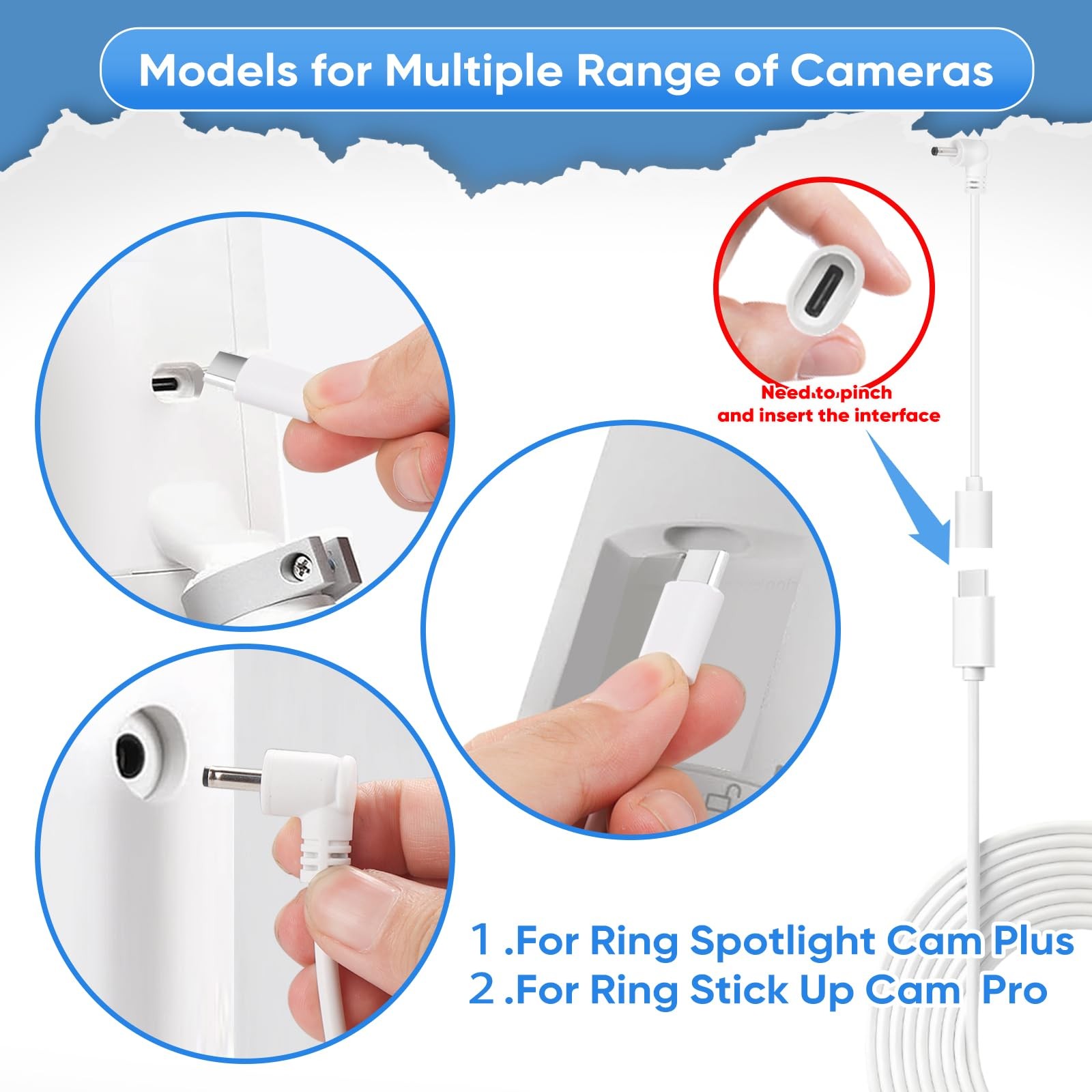 Solar Panel for Ring Camera, 2 Pack 5W Charger Compatible with Black