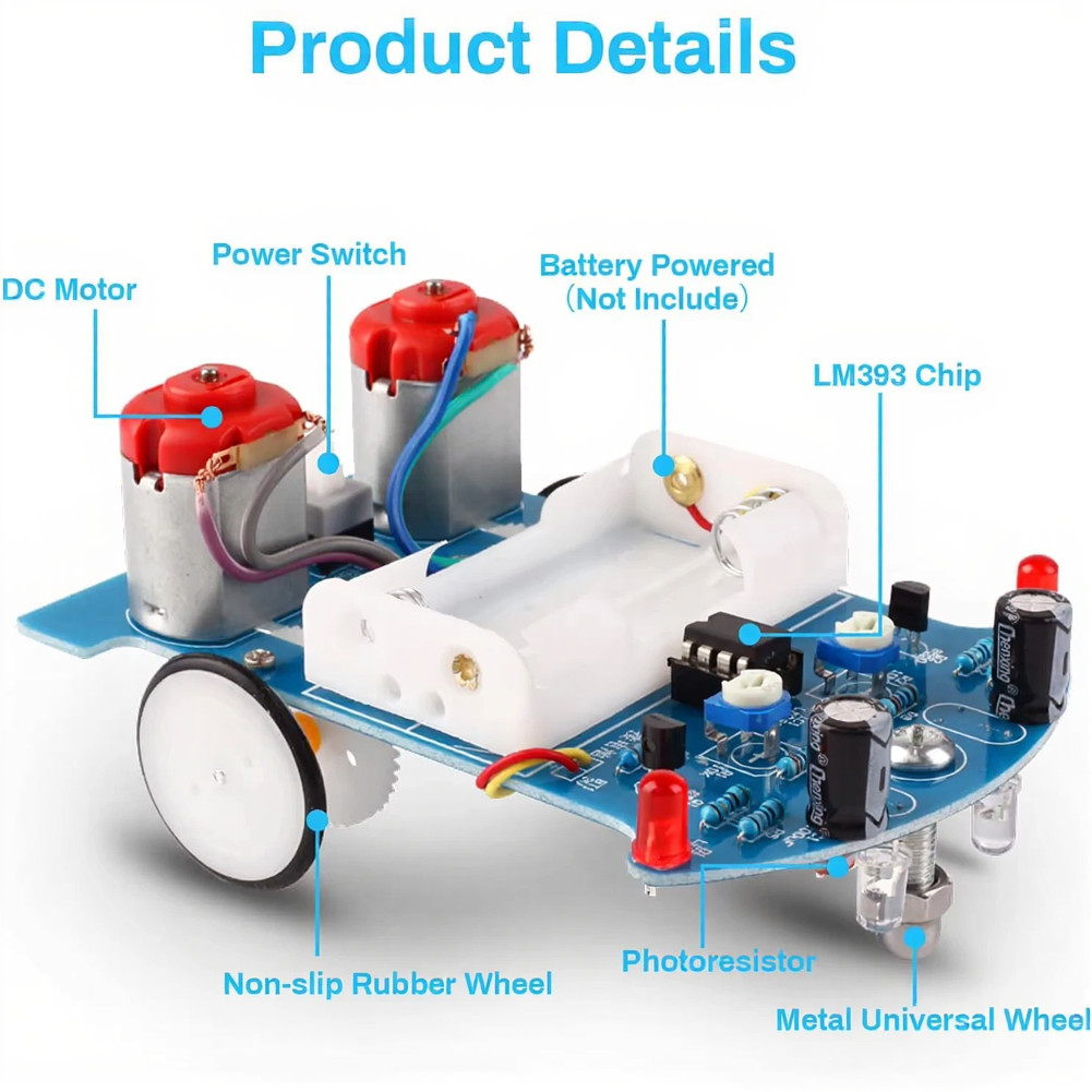 STEM Robotics Kit with Automatic Black Line Tracking for Learning Automation