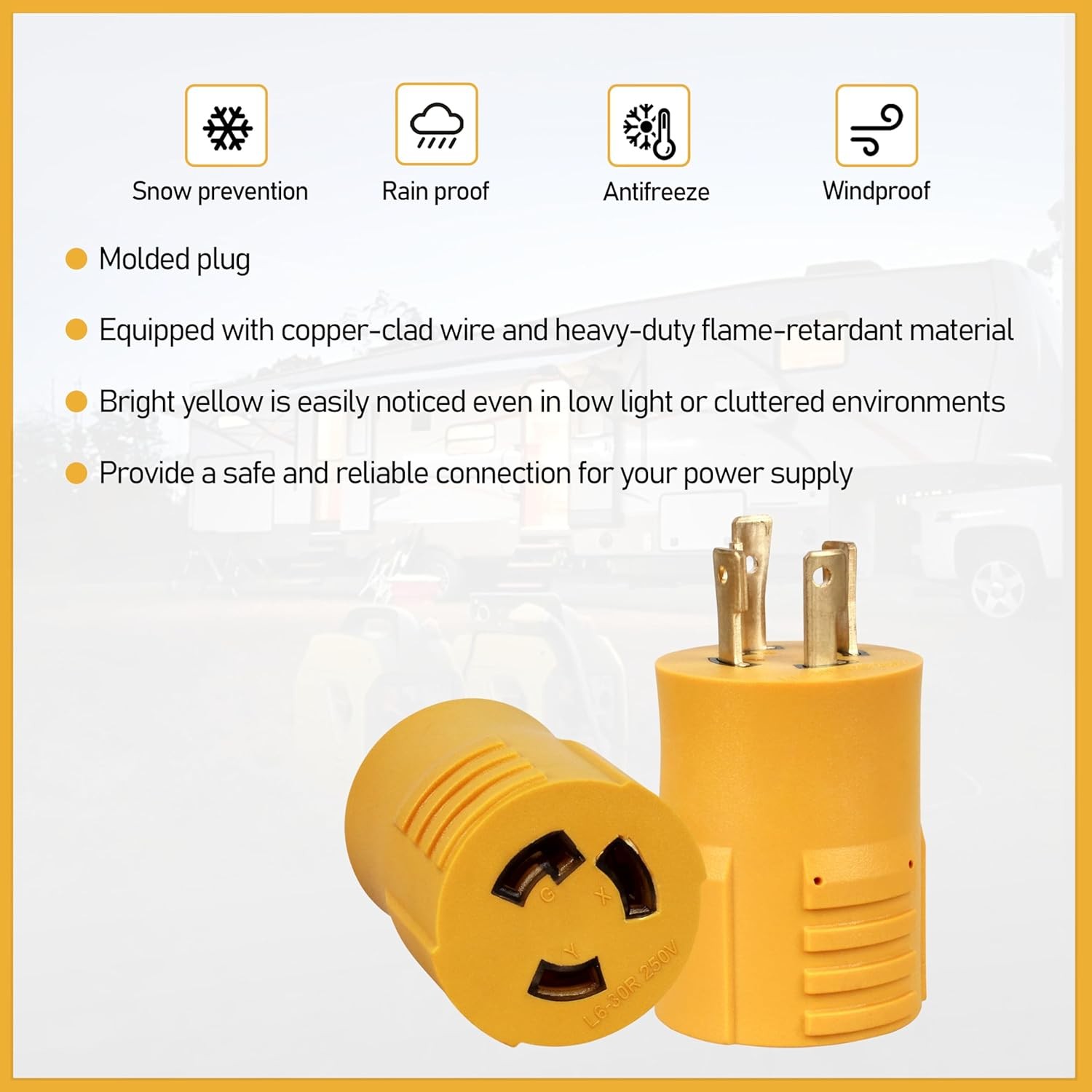 Generator to Welder Adapter – L14-30P to L6-30R 240V 30A 4 Prong to 3 Prong
