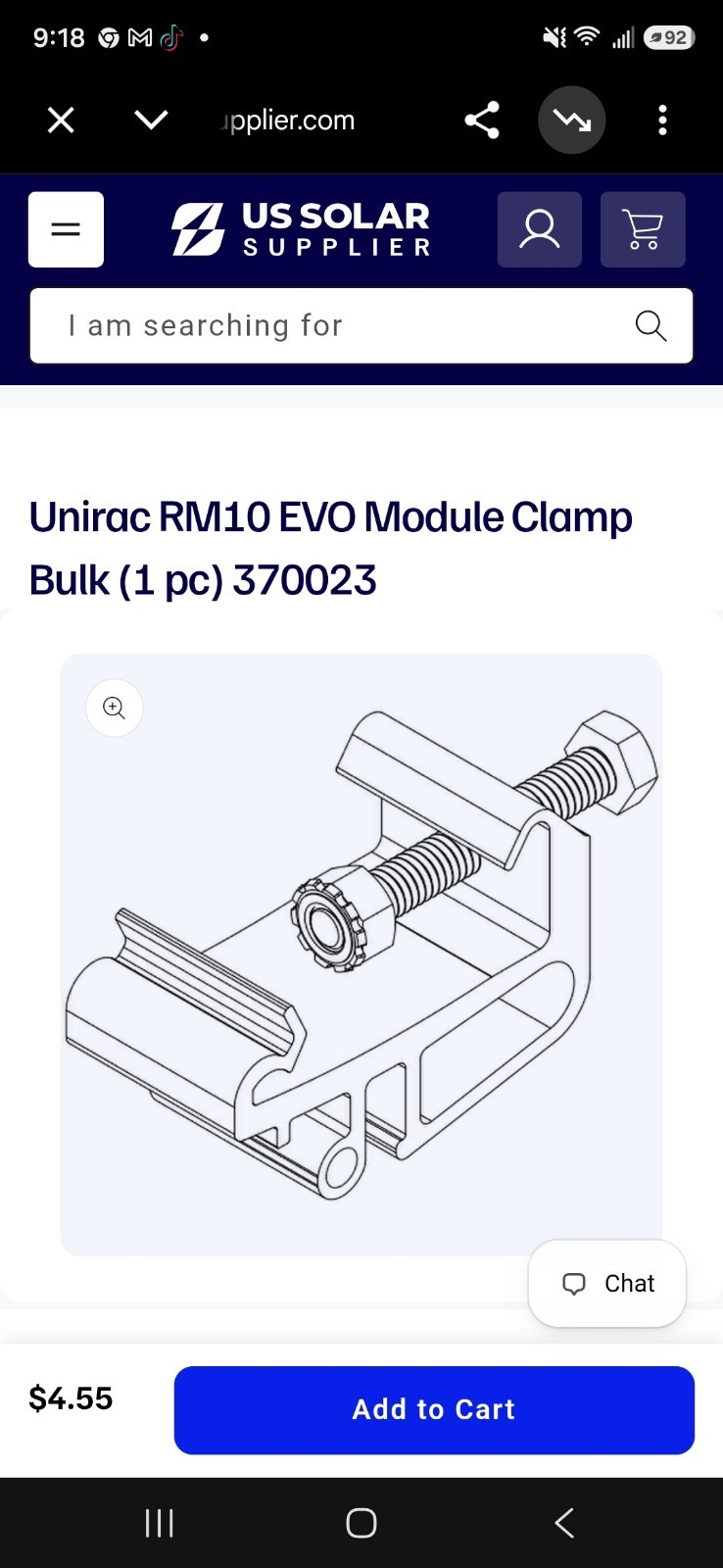 This is a Unirac RM10 EVO Module Clamp (part number 370023)