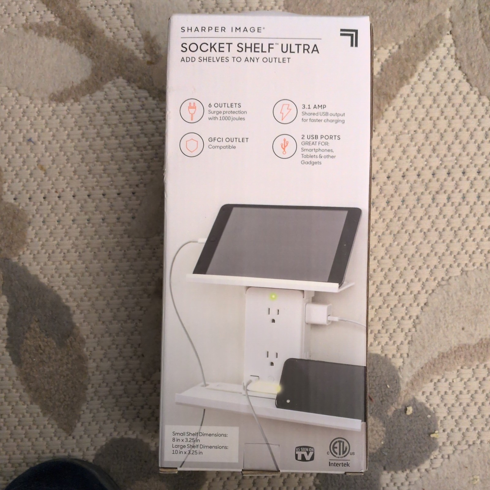 Sharper Image Socket Shelf Ultra White