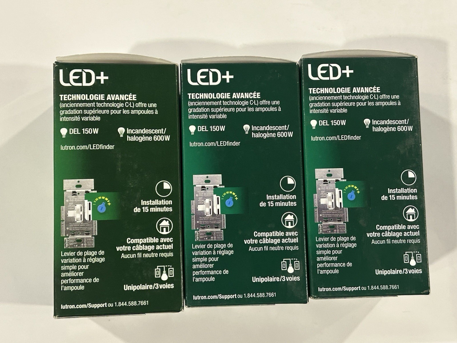 LOT OF 3 Lutron Ariadni Toggler LED Dimmer 150W Single Pole/3Way | AYCL-153P-BL