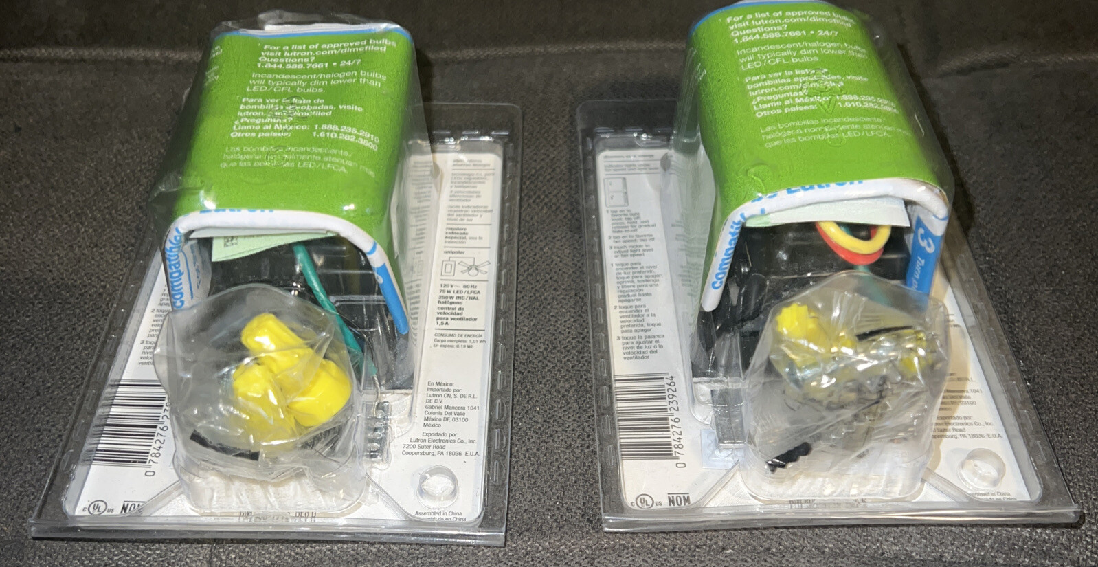 Lutron Maestro Lot Of 2 1.5Amp 4-Speed Wired Fan Control and💡Light Dimmer-White
