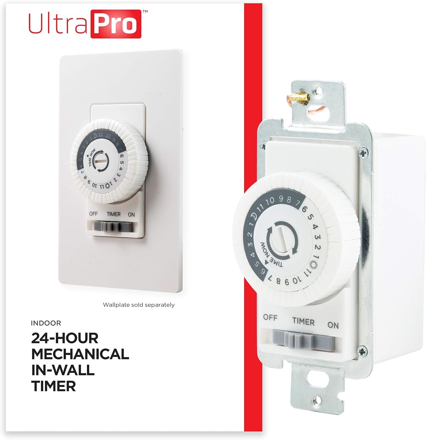 Elegant 24-Hour Dial Timer Switch for Lights & Fans – Override Function Included