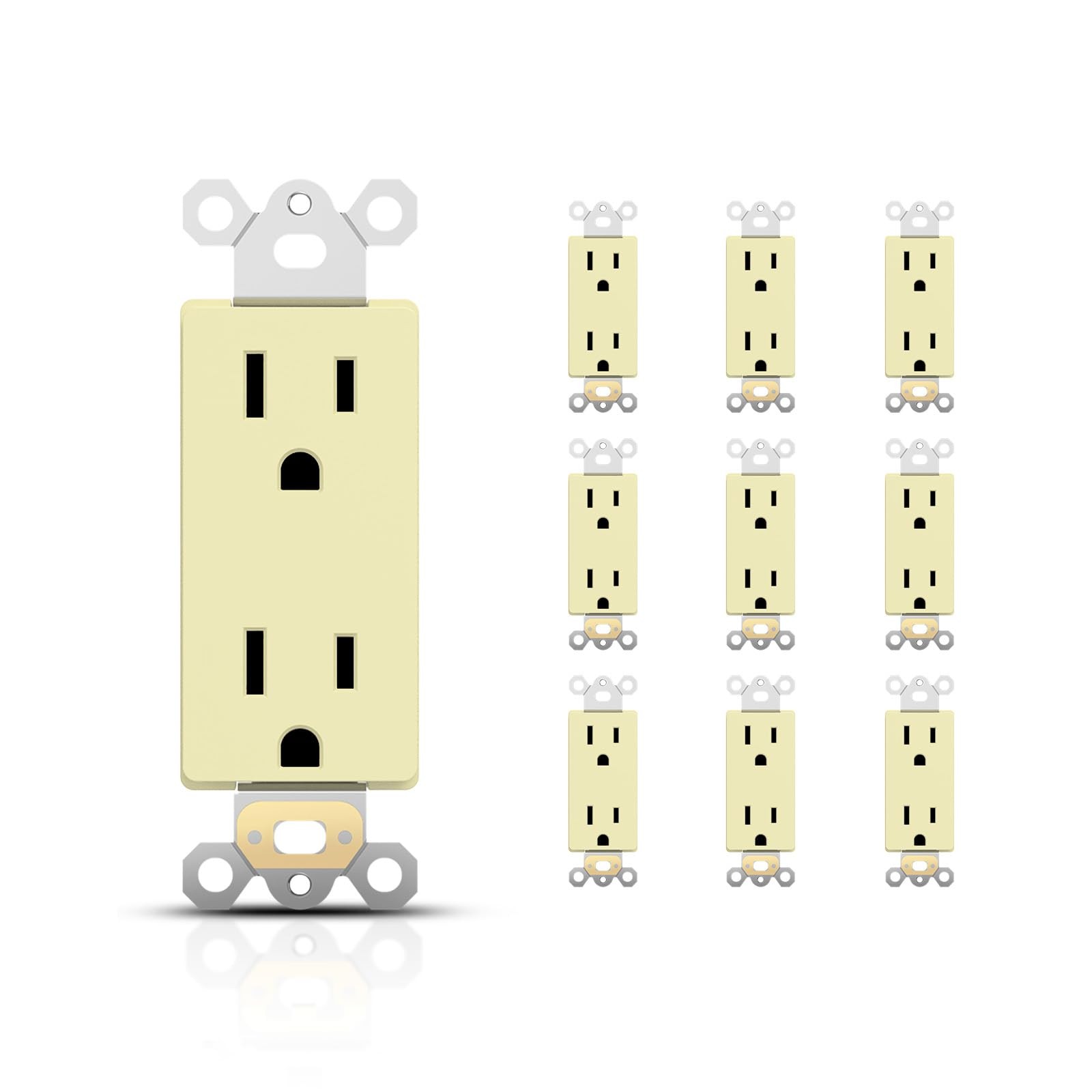 Decorator Receptacle Outlet, 15A 125V Standard Electrical Wall Socket, 2 Pole…