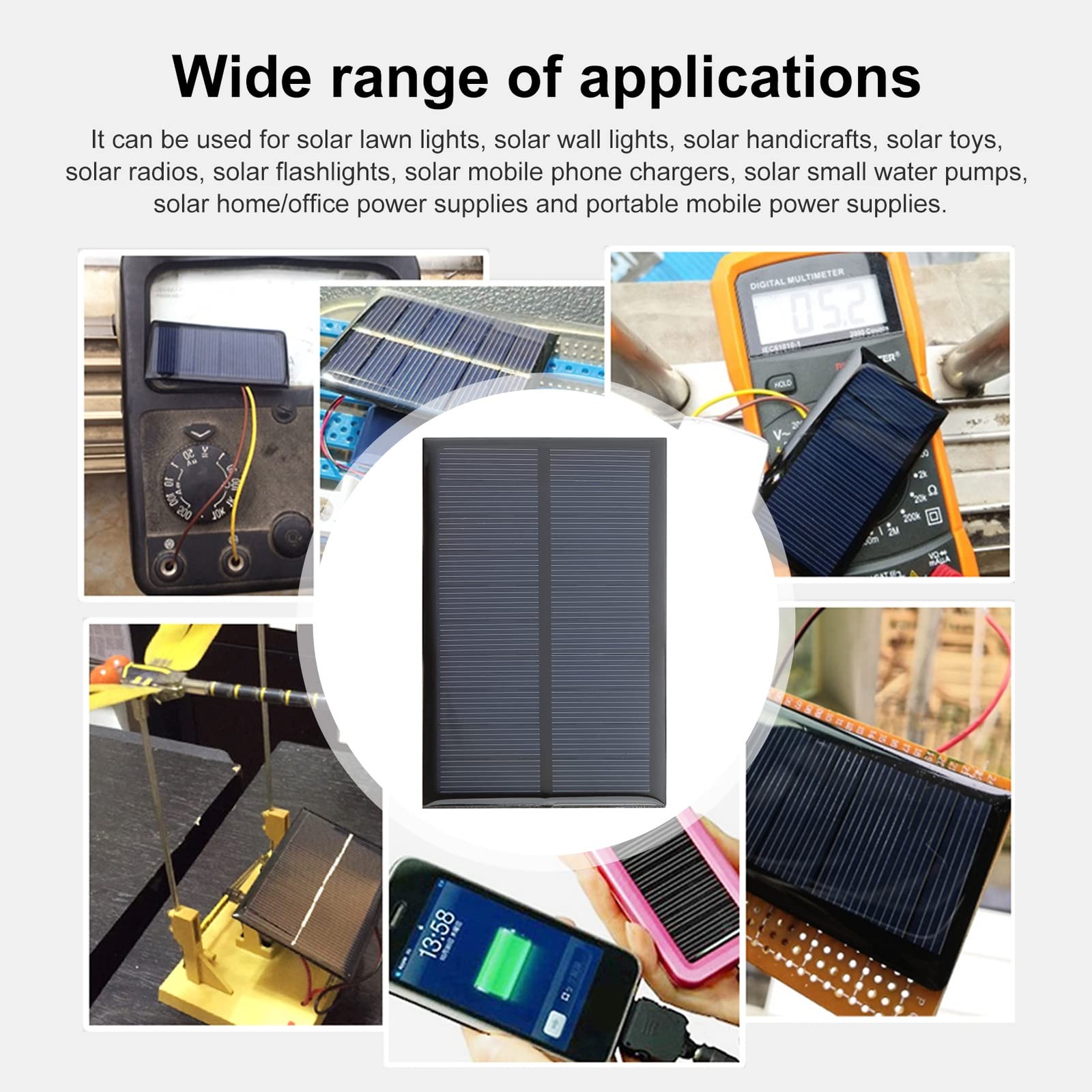 FellDen Micro Solar Panels with Wire, 5PCS 5V 200mA Photovoltaic 5P5VWIRES