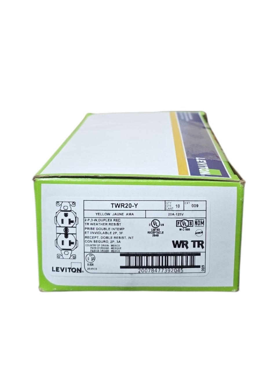 Leviton 20A 125V Industrial Tamper/Weather Resistant Outlet Yellow TWR20-Y 10-PK