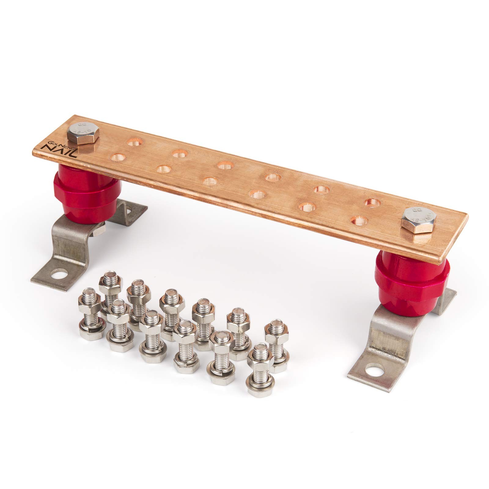 Gounengnail-Wall Mounted Copper Ground Bar Kit .25 X 2 X 10 Bus Bar 5/16 X 12