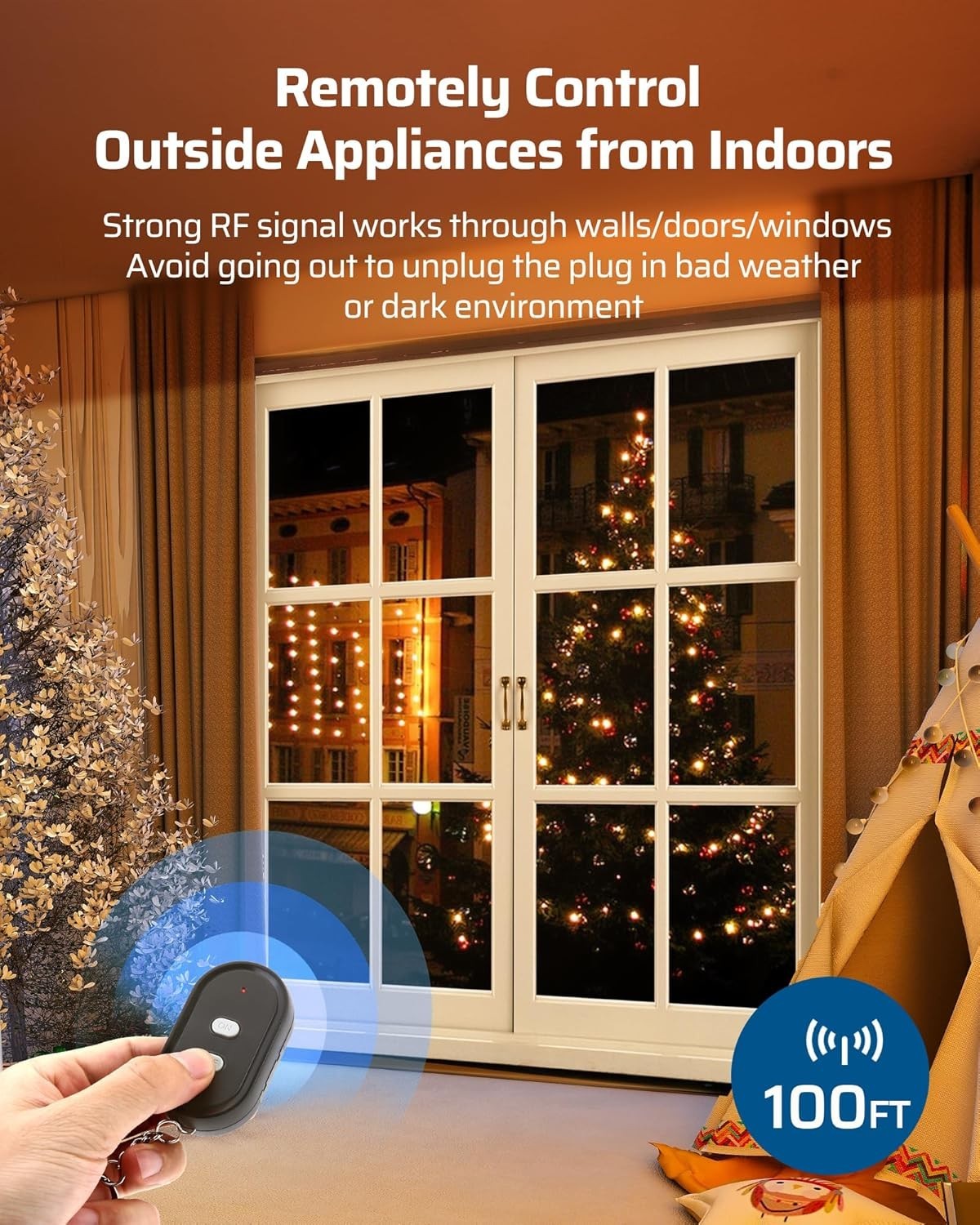 Outdoor Wireless Remote Control Outlet, 15 amp Heavy Duty Weatherproof Remote…