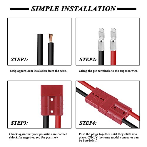 6-10 Gauge 50A Battery Cable Quick Connect/Disconnect Wire 6-10 Gauge(4 pack)