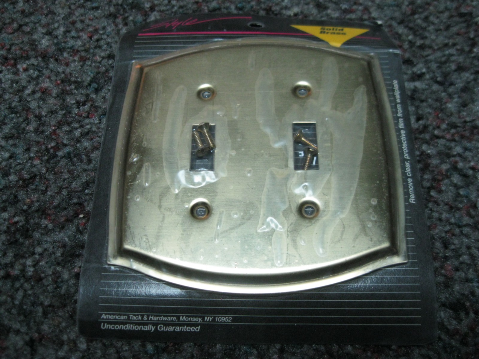 Style American Tack Solid Brass Double switch Plate Cover New old stock 69TT