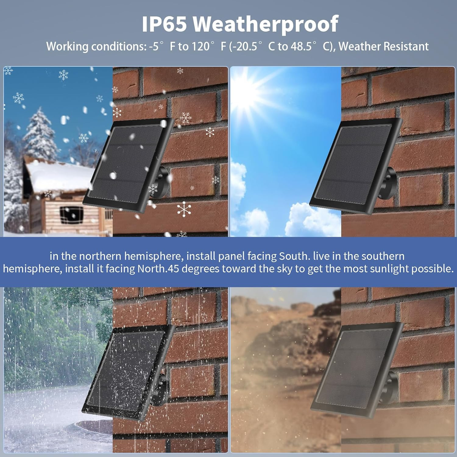 Solar Panel for Ring Camera(2nd Generation) Dustproof Waterproof Black 2 Pack