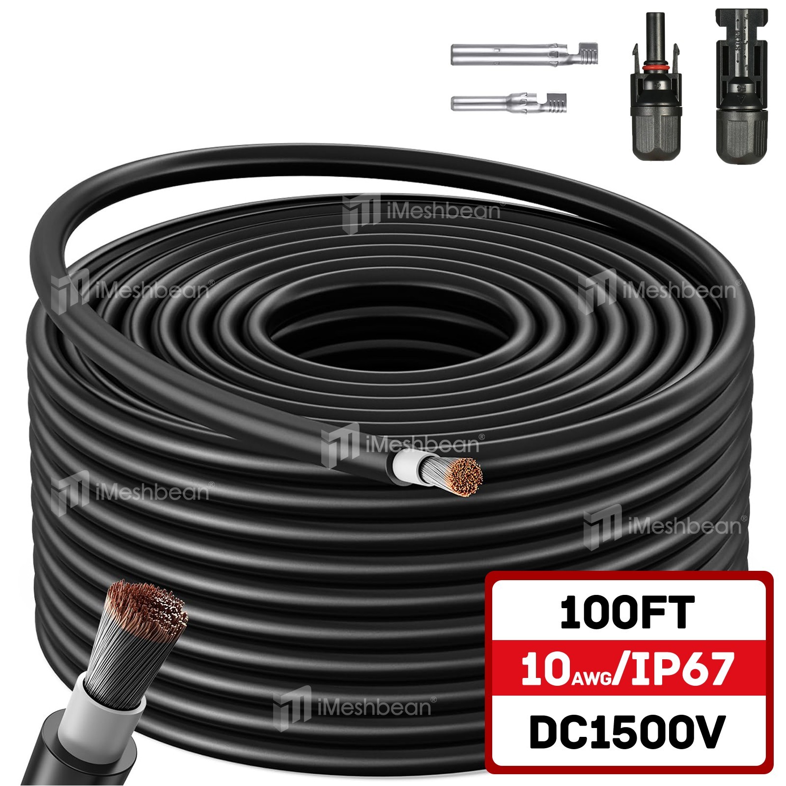 10AWG Solar Panel Extension Cable Tinned Copper Solar Cable PV Wire Connectors
