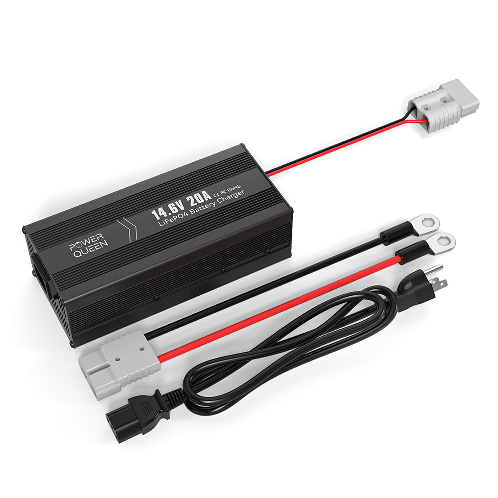 Power Queen 14.6V 20A Smart Lithium Battery Charger Fast Charging for 12V