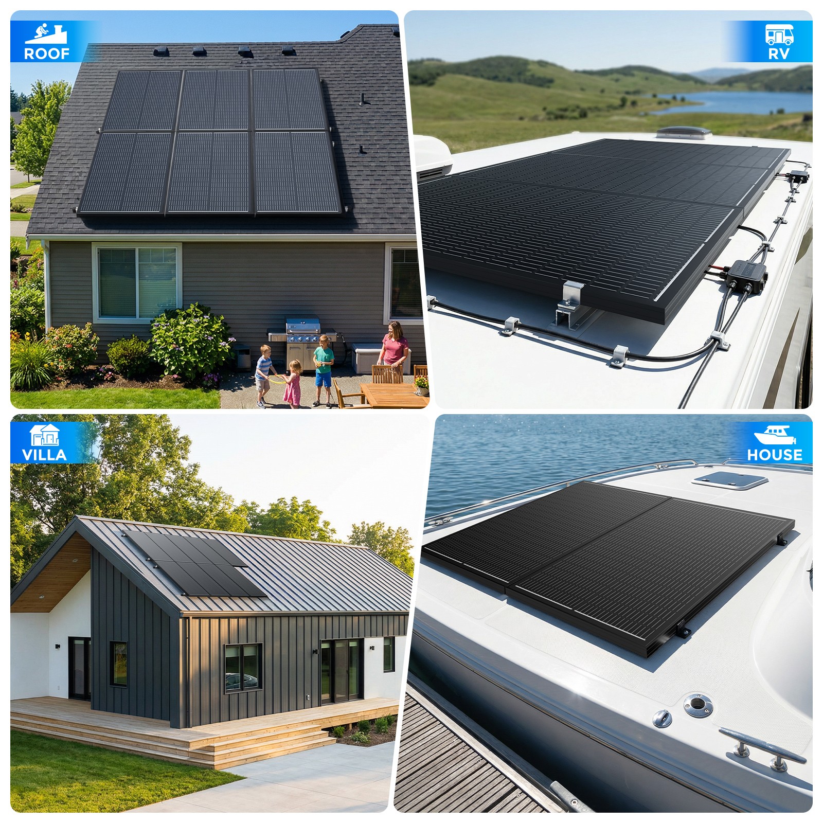100W Watt Monocrystalline Solar Panel 12V N-Type 18BB RV Camp Home Boat OffGrid