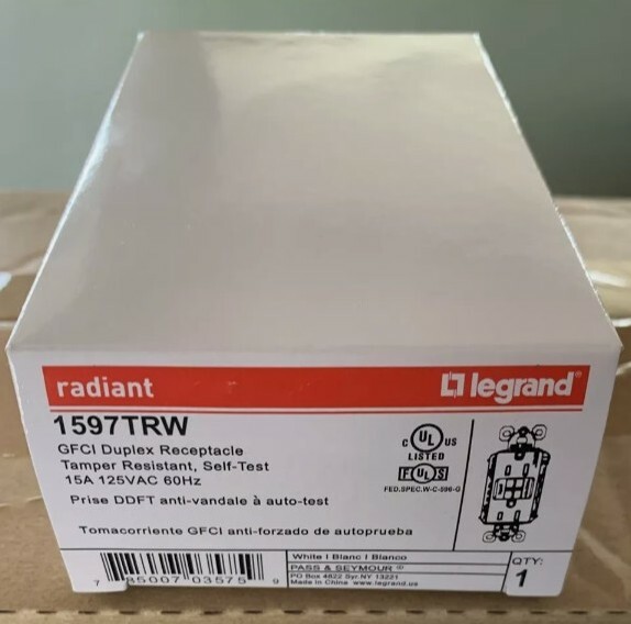 New Legrand 1597TRW GFCI Receptacle Tamper Resistant Outlet 15A 125V