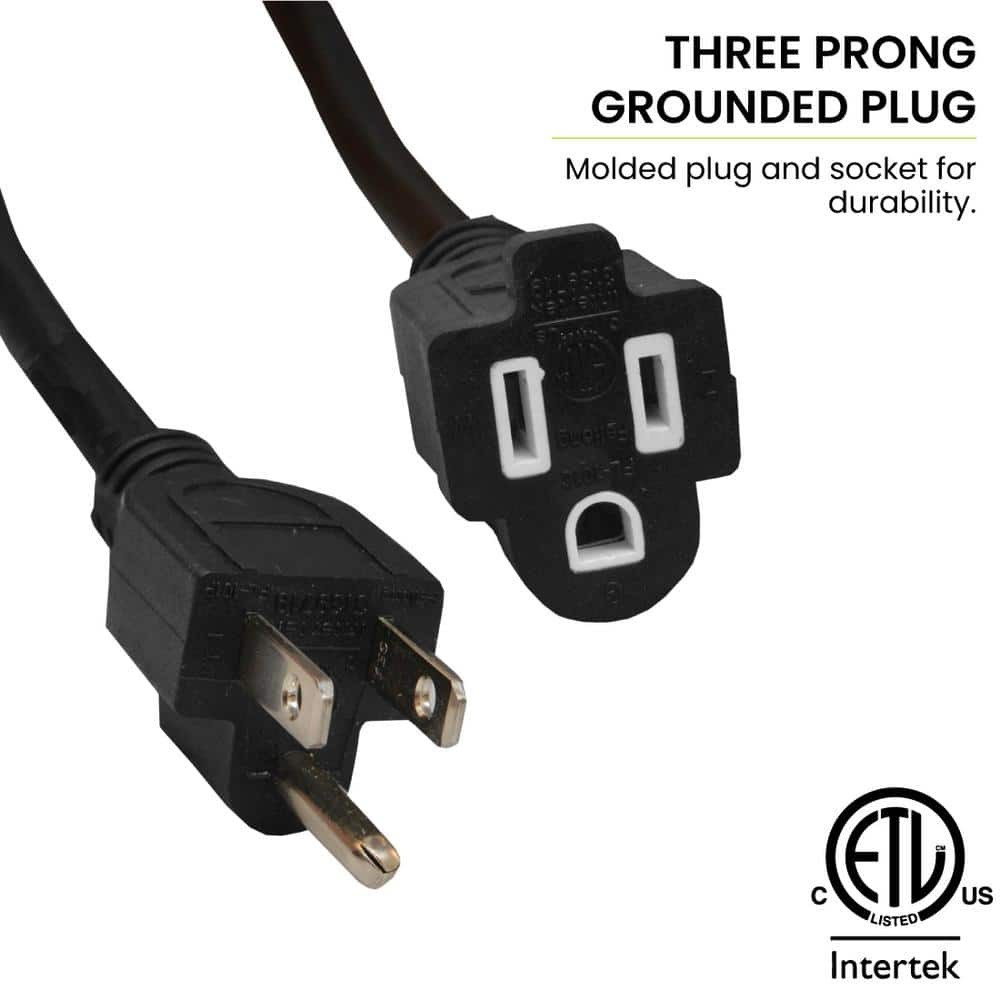 GoGreen Power 25 ft. 16/3 Heavy Duty Extension Cord – Black