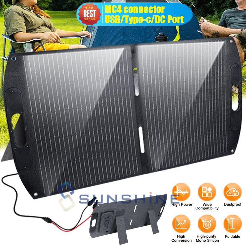100W Watt Folding Solar Panel Portable Mono RV Camping Battery Charge Boat 12V