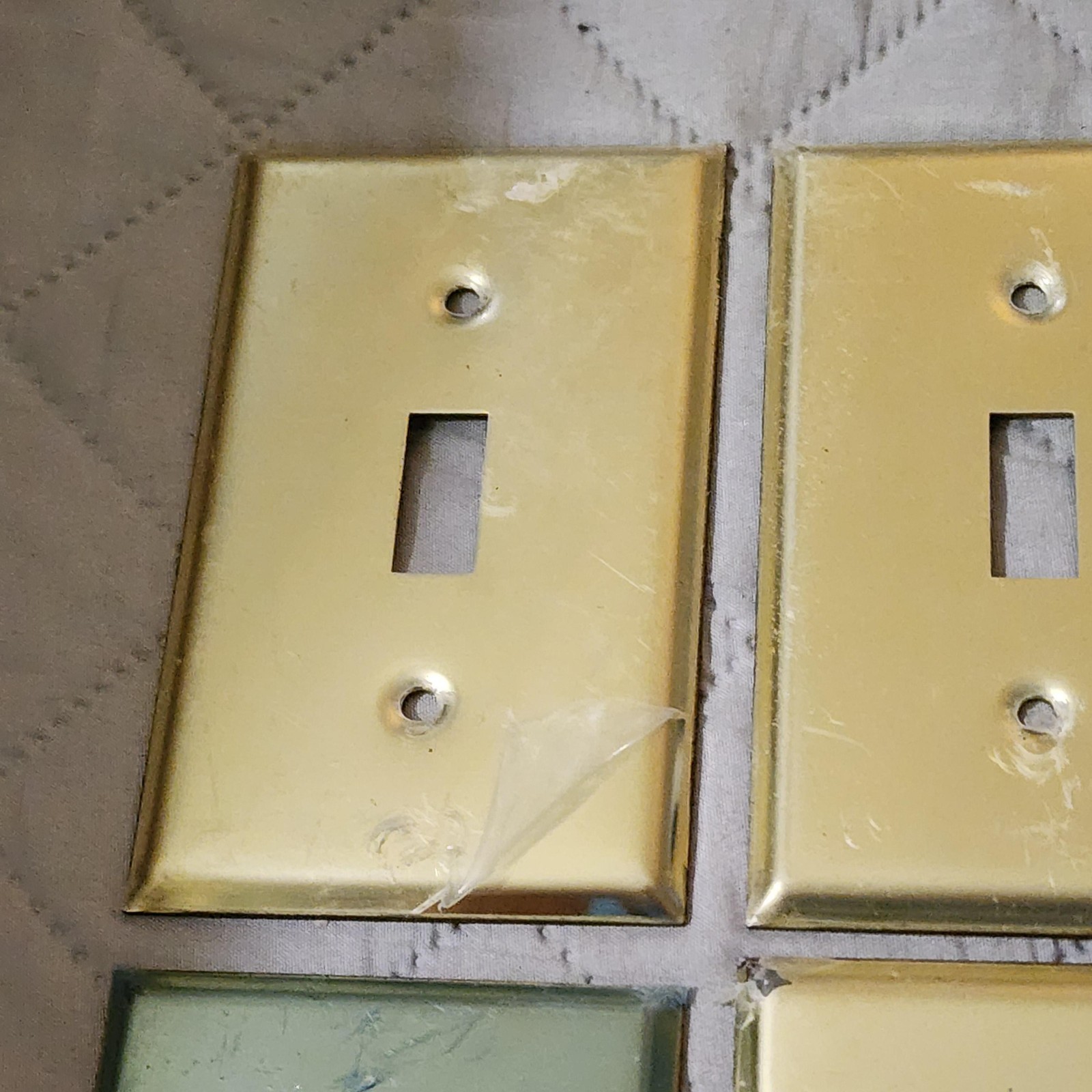 Vintage Solid Brass Single Toggle Light Switch Wall Plates Lot 7 Gold Cover