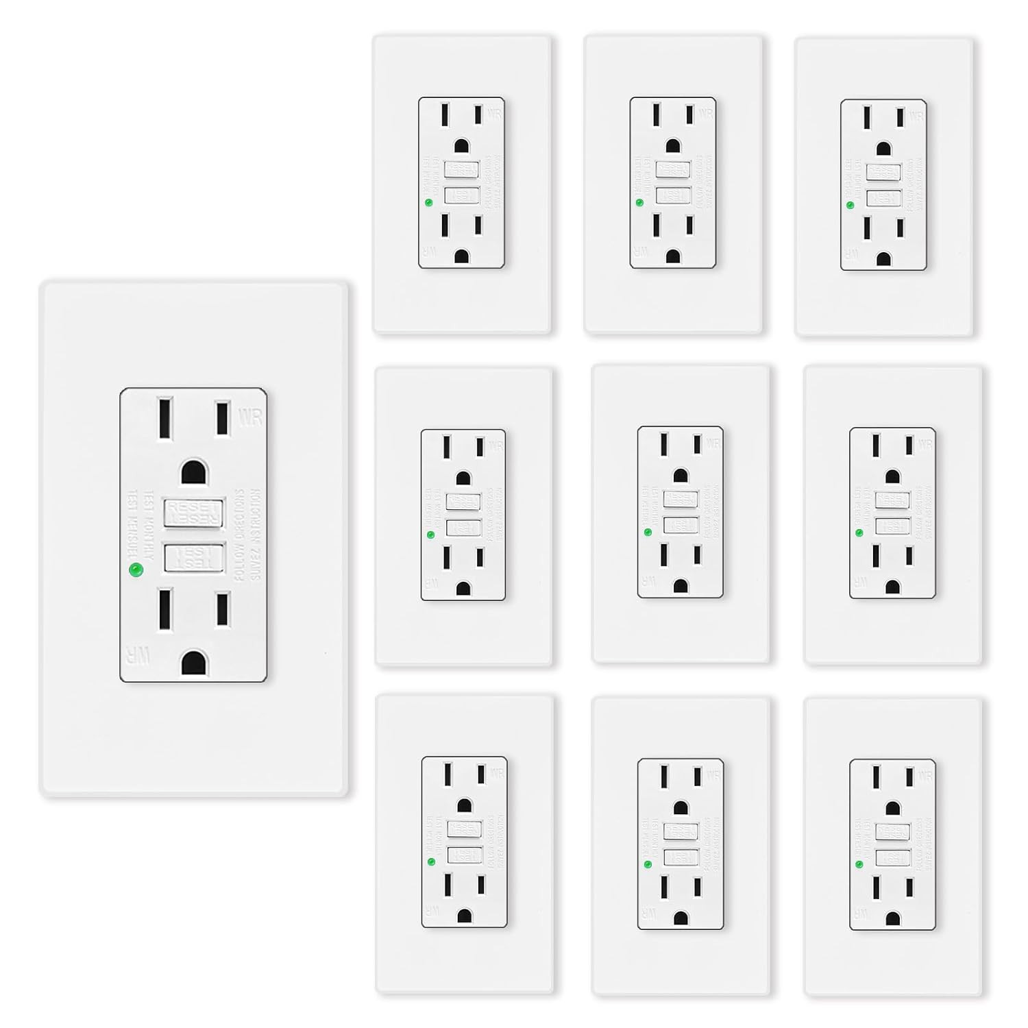 15 Amp GFCI Outlet with USB C & USB a Ports, 2PK Self Test GFCI Electrical Outle