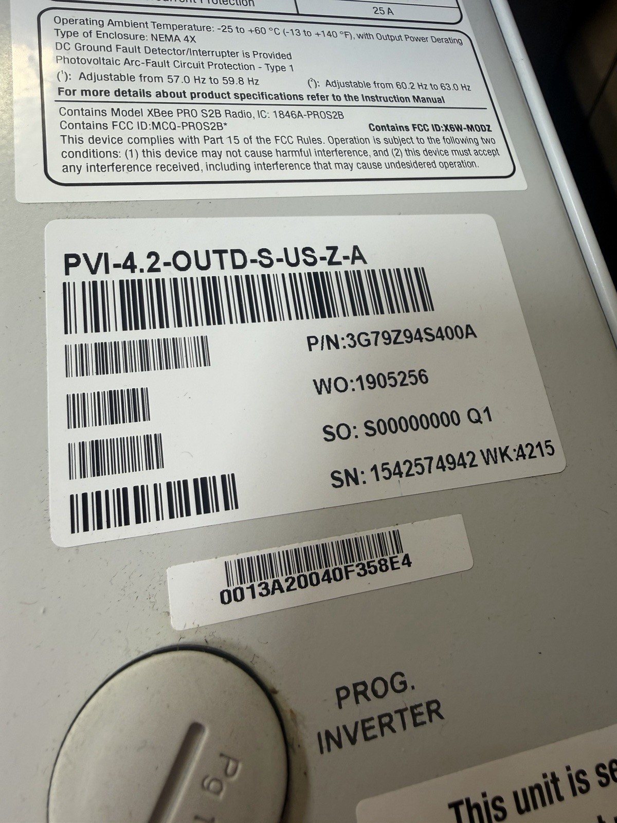 ABB SOLAR UTILITY INTERACTIVE TRANSFORLESS INVERTER Model PVI-4.2-OUTD-S-US-A