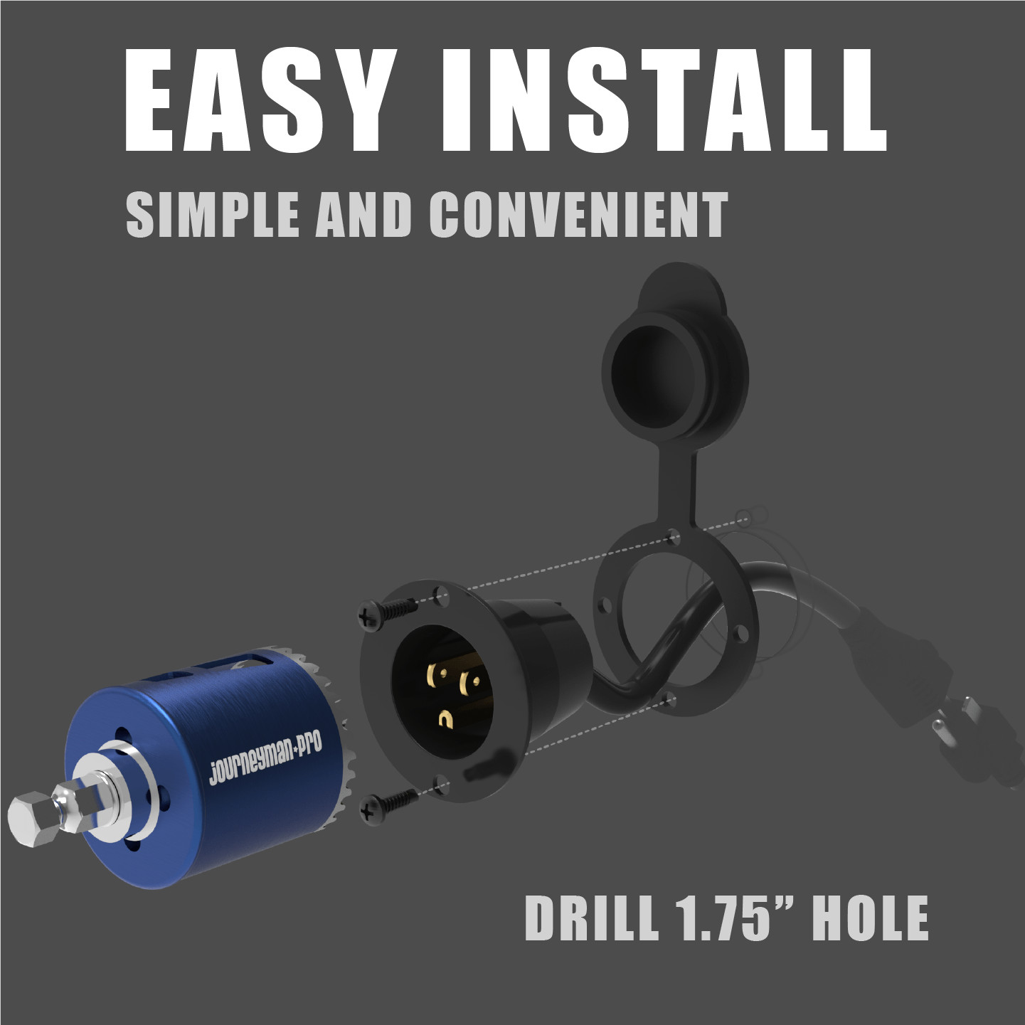 10 Foot 3-way multi outlet 15A Flanged Inlet Port Extension Cord Plug Black GCP1